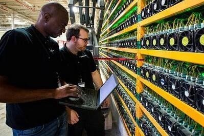 Crypto mining farm with hosting equipment