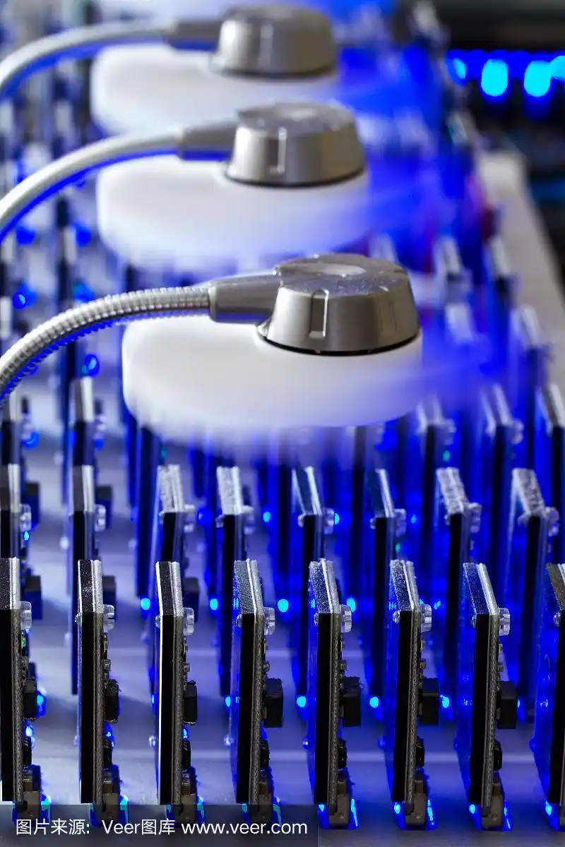 An aerial view of a large-scale Bitcoin mining farm powered by renewable energy sources.